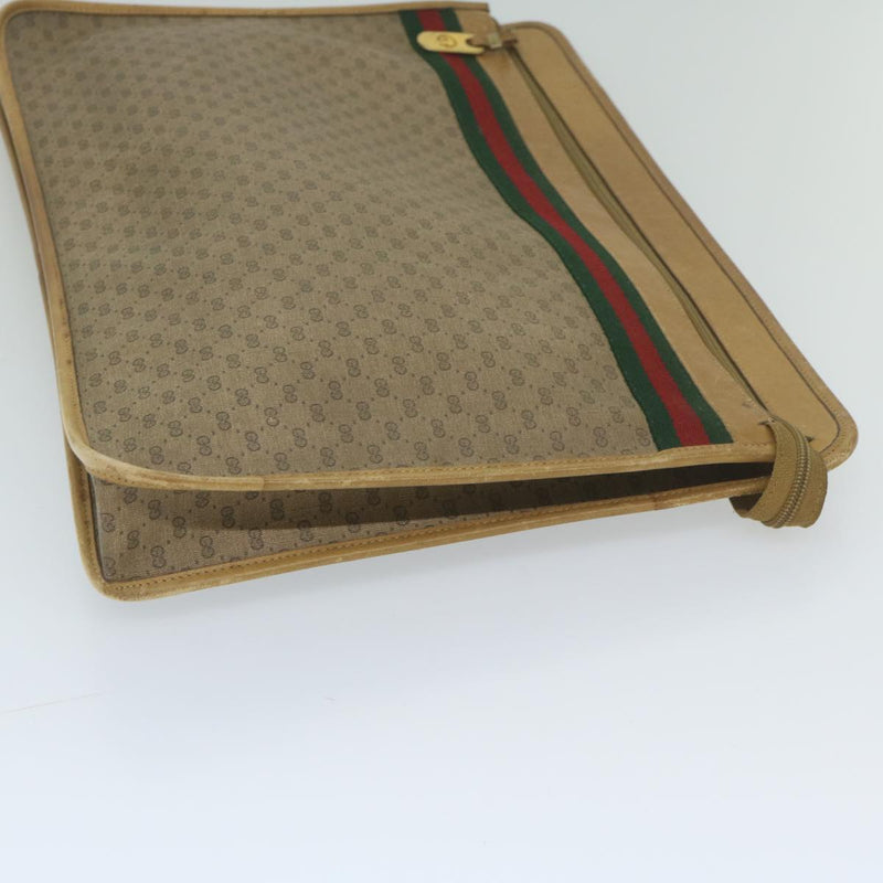 Gucci Micro Small Gg Canvas Beige Canvas Briefcase Bag (Pre-Owned)