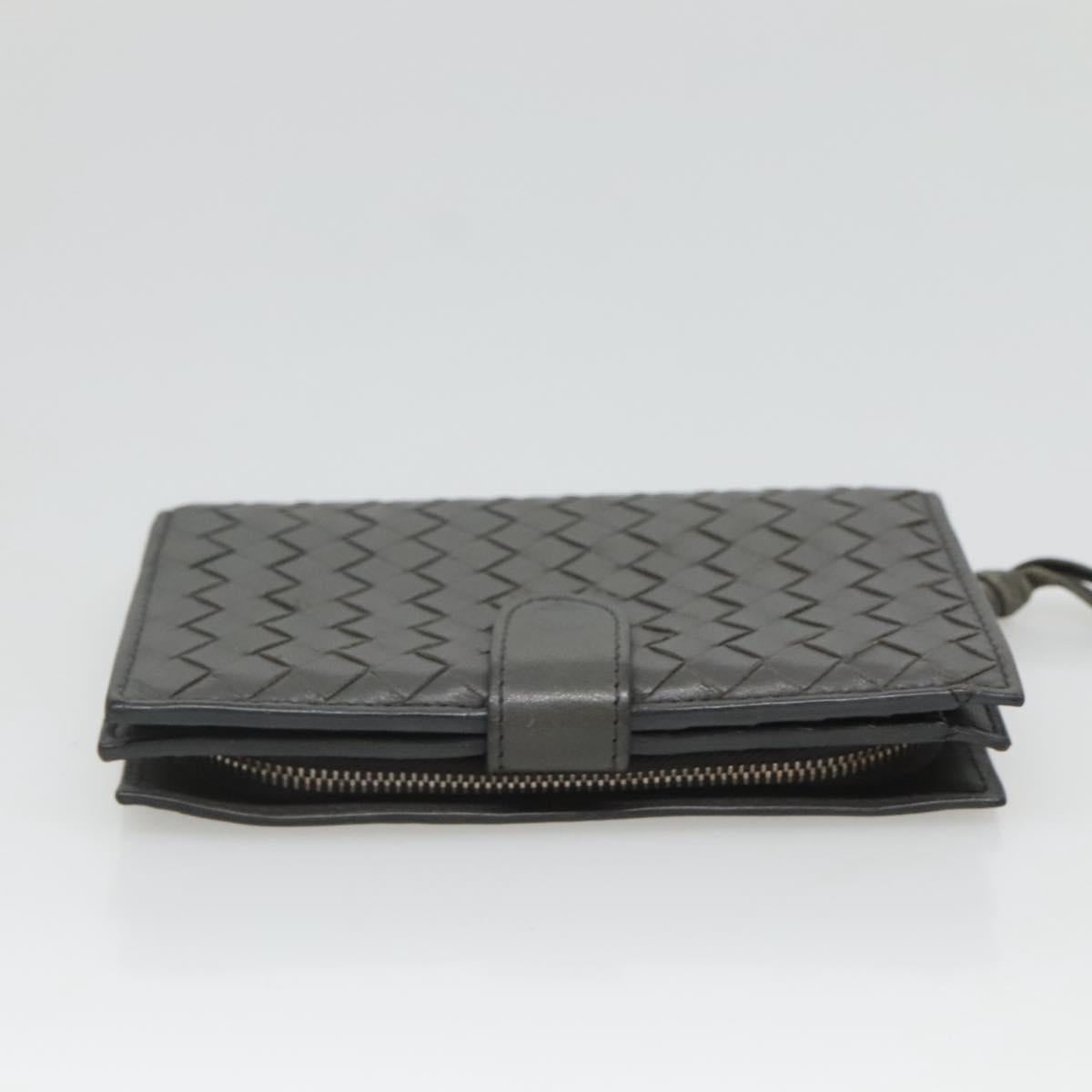 Bottega Veneta Intrecciato Grey Leather Wallet  (Pre-Owned)