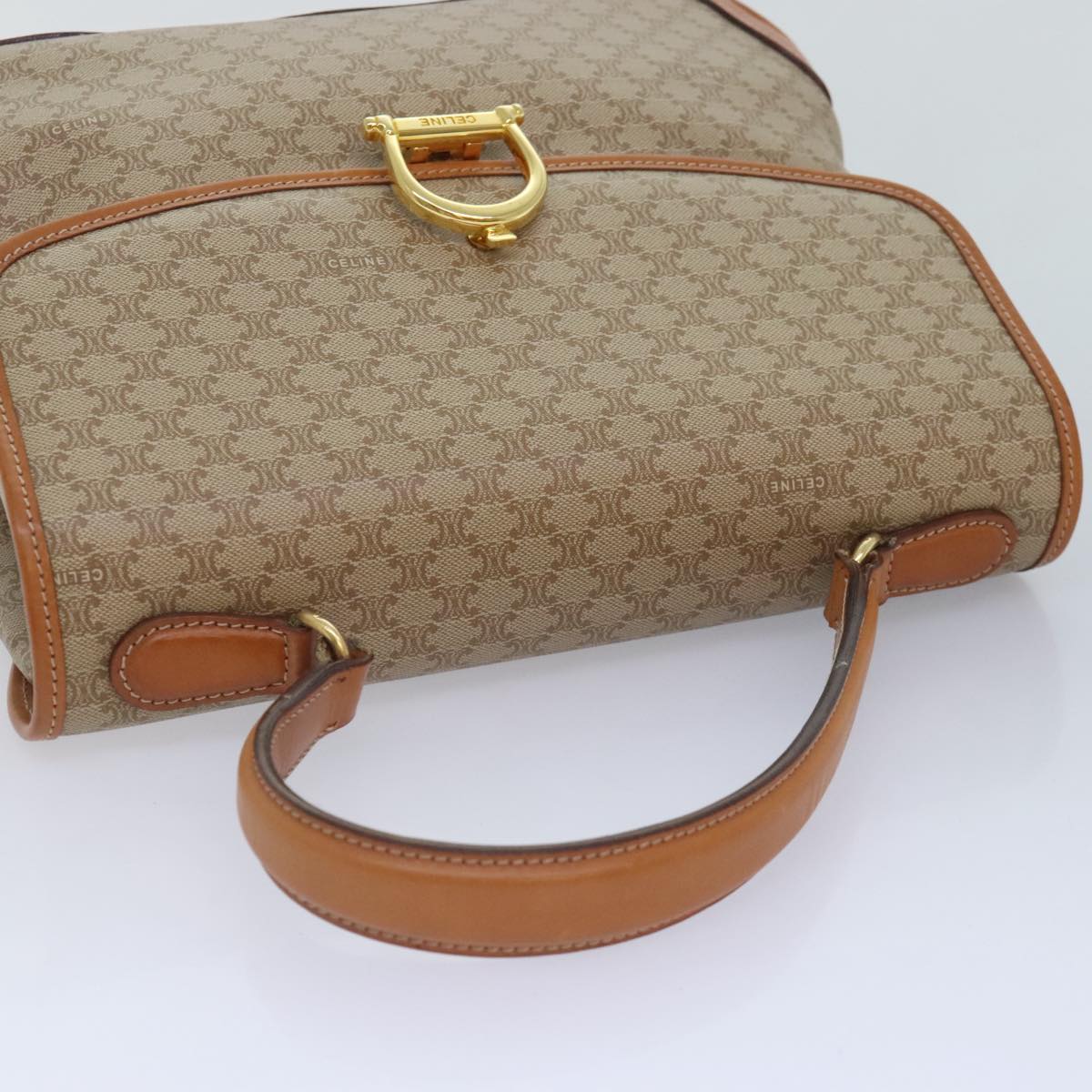 Céline Triomphe Vintage Beige Canvas Handbag (Pre-Owned)