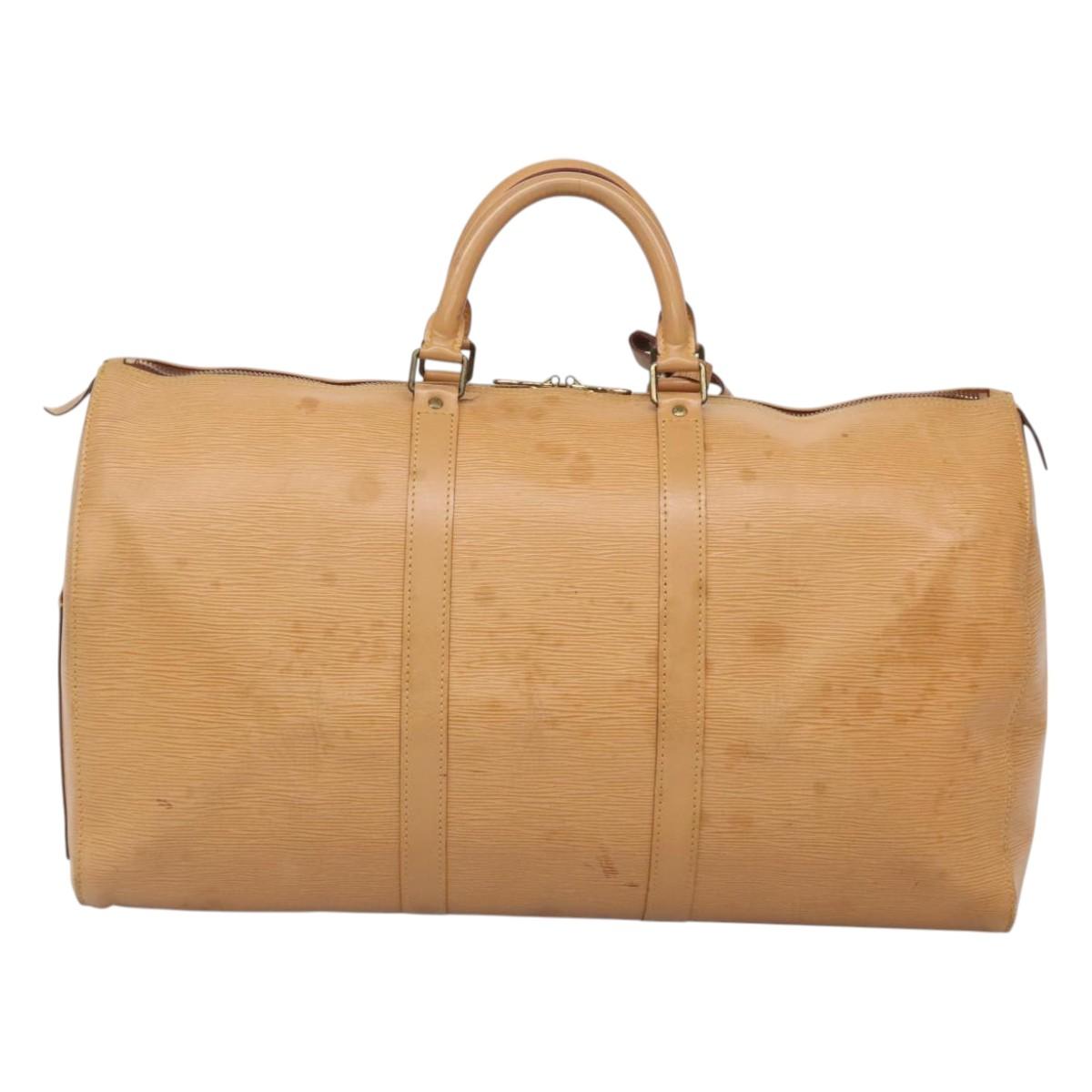 Louis Vuitton Keepall 50 Beige Leather Travel Bag (Pre-Owned)