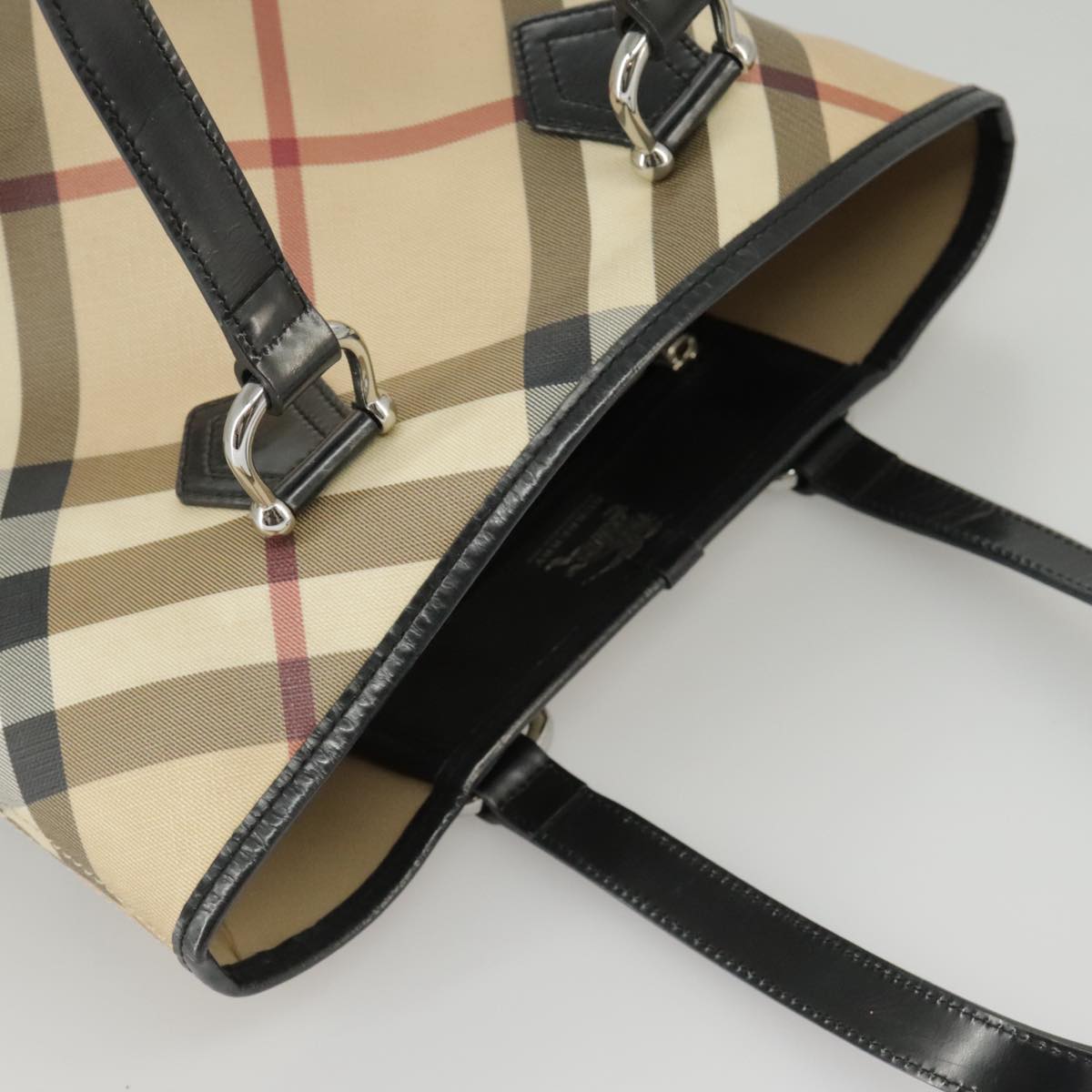 Burberry Nova Check Beige Canvas Handbag (Pre-Owned)