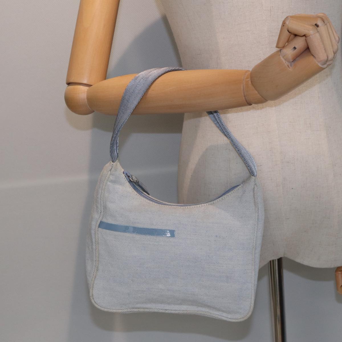 Prada Re-Edition Grey Canvas Clutch Bag (Pre-Owned)