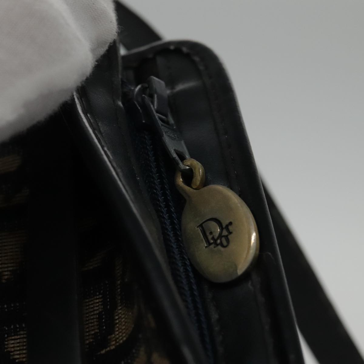 Dior Trotter Navy Canvas Shoulder Bag (Pre-Owned)