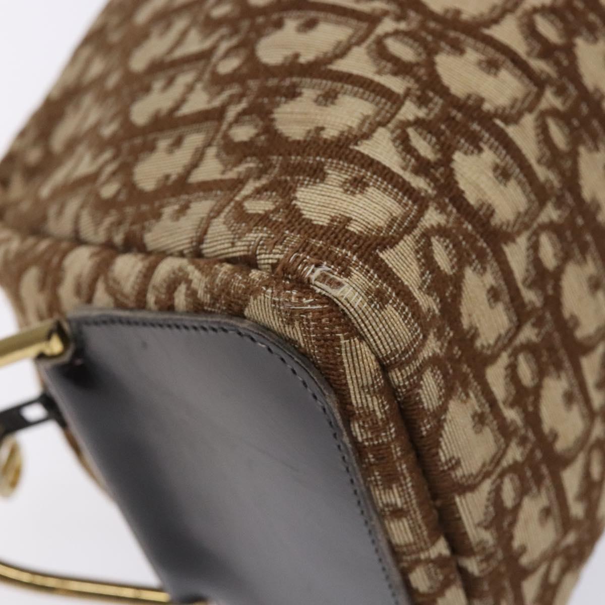 Dior Trotter Brown,Gold Canvas Shoulder Bag (Pre-Owned)