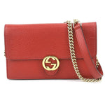 Gucci Wallet On Chain Red Leather Shoulder Bag (Pre-Owned)
