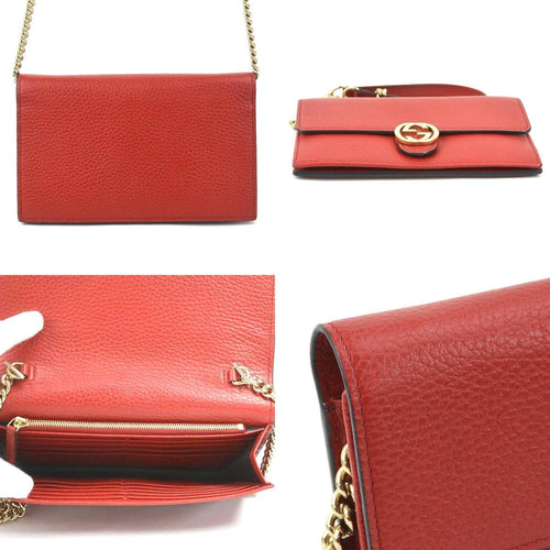 Gucci Wallet On Chain Red Leather Shoulder Bag (Pre-Owned)
