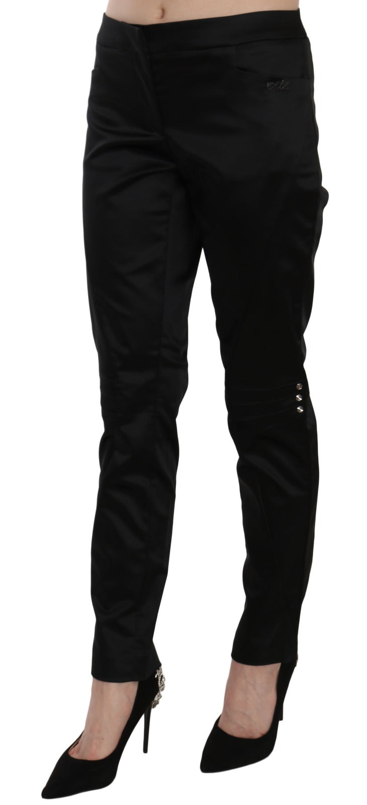 Exte Black Mid Waist Skinny Dress Formal Trousers Women's Pants