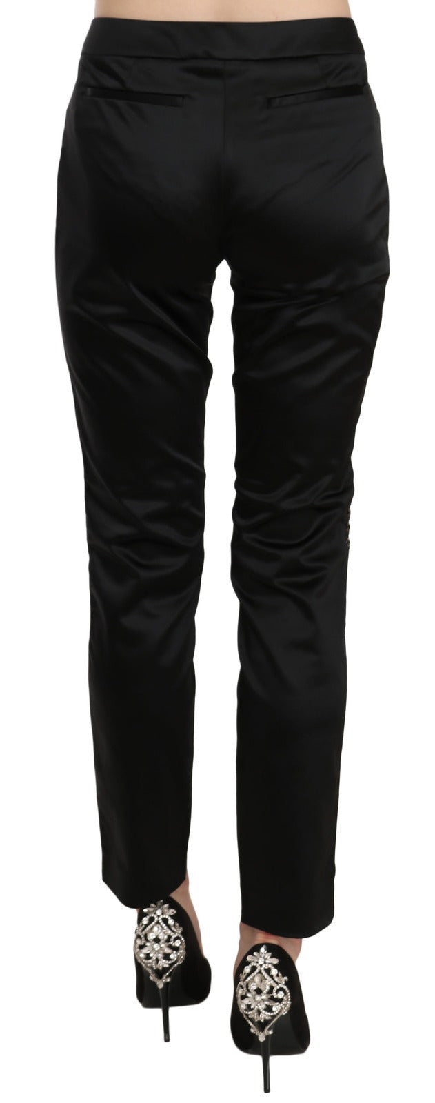 Exte Black Mid Waist Skinny Dress Formal Trousers Women's Pants