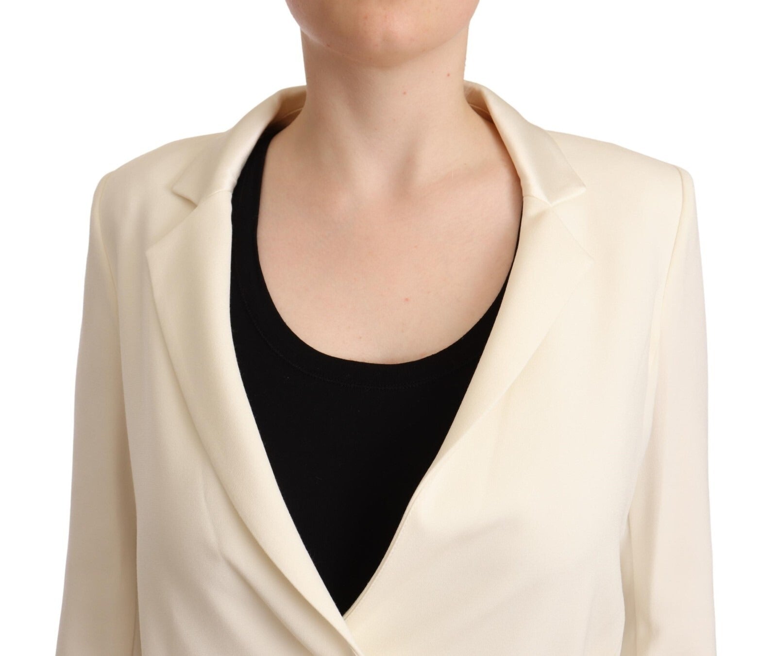 Patrizia Pepe Wrap Off White Long Sleeves Viscose Blazer Women's Jacket (Pre-Owned)