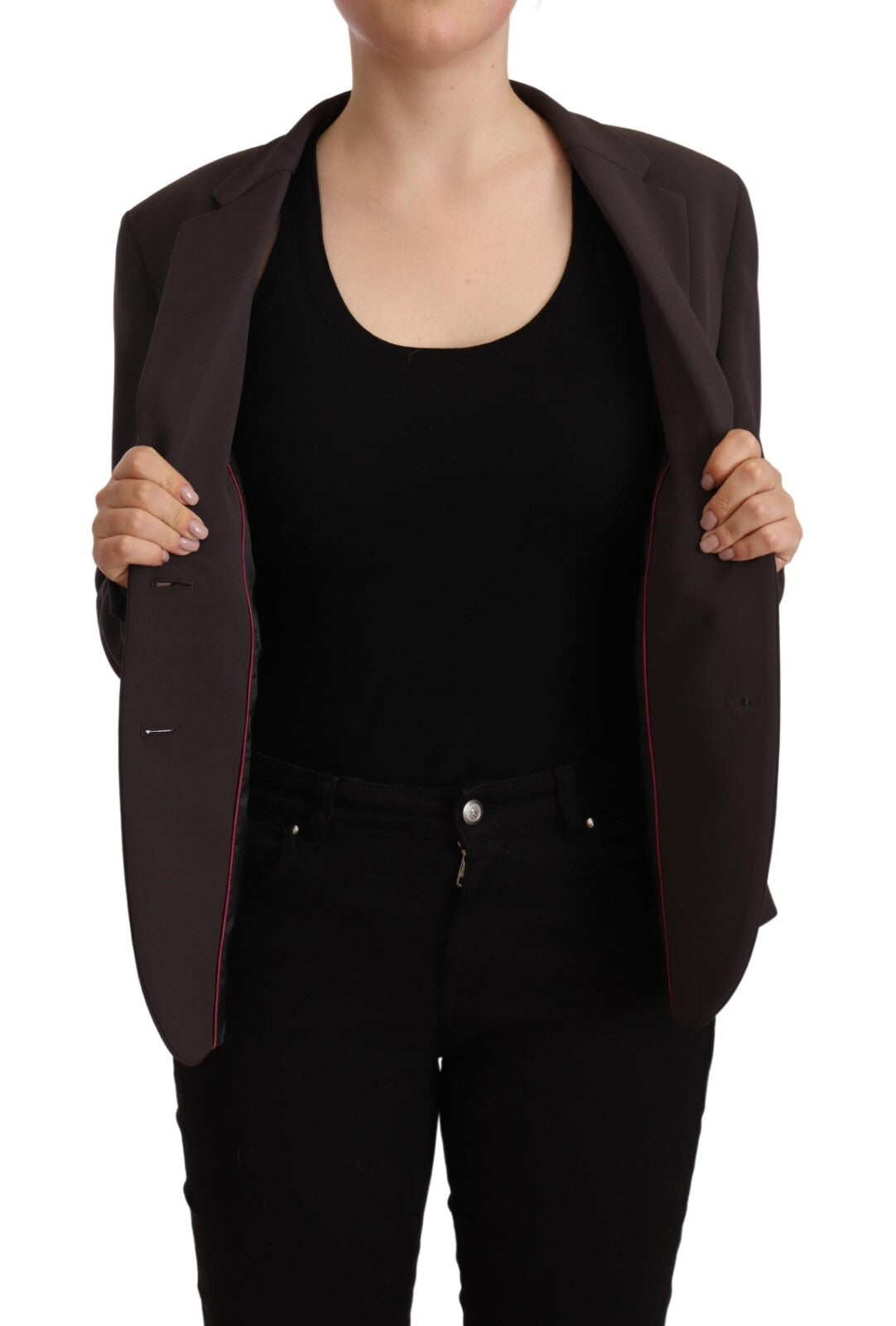 F.IT Brown Long Sleeve Single Breasted Women Jacket Women's Blazer