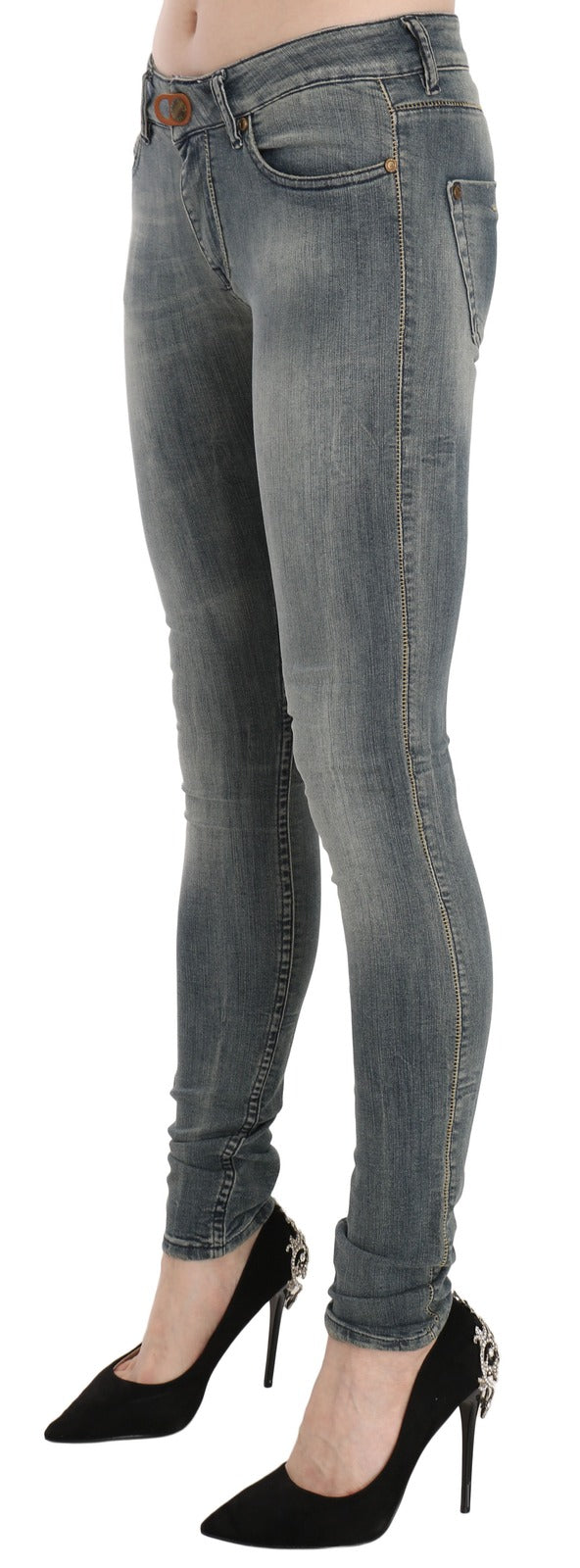 PLEIN SUD Blue Washed Low Waist Slim Fit Skinny Denim Casual Women's Jeans