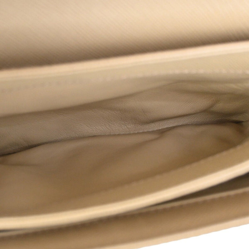 Prada Saffiano Beige Leather Shoulder Bag (Pre-Owned)