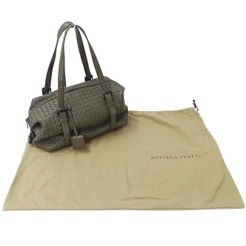 Bottega Veneta Intrecciato Grey Leather Shoulder Bag (Pre-Owned)