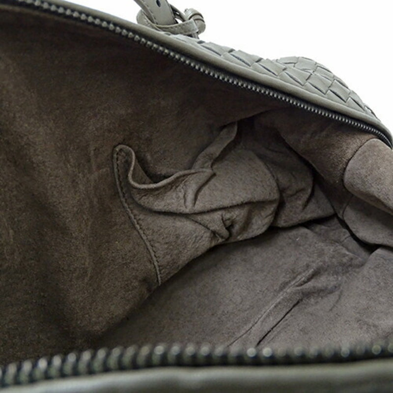 Bottega Veneta Intrecciato Grey Leather Shoulder Bag (Pre-Owned)