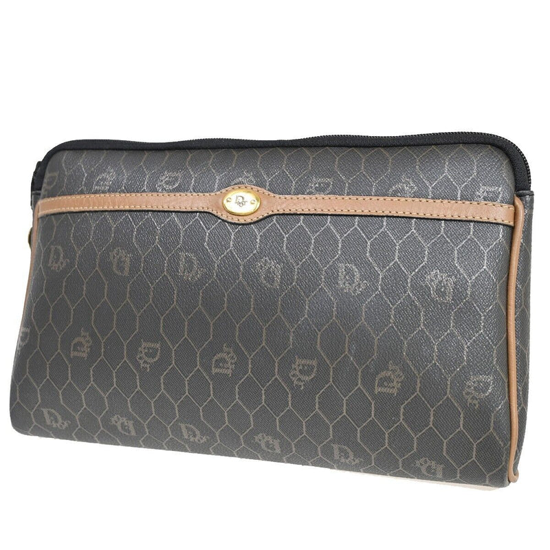 Dior Honeycomb Brown Canvas Clutch Bag (Pre-Owned)