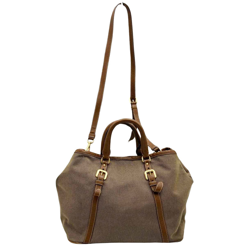 Prada Brown Canvas Handbag (Pre-Owned)