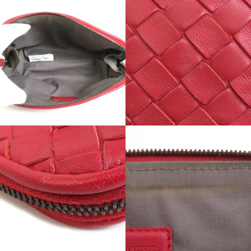 Bottega Veneta Intrecciato Red Leather Clutch Bag (Pre-Owned)