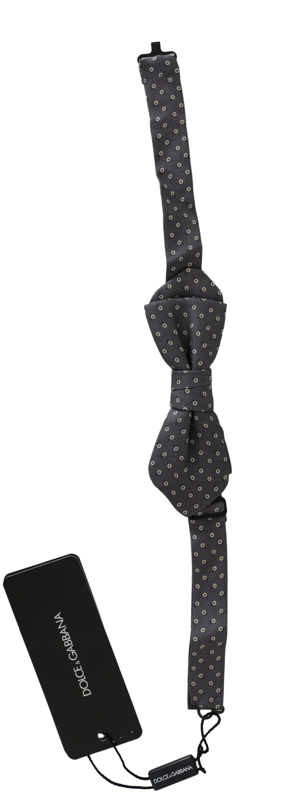 Dolce & Gabbana Elegant Silk Gray Circle Pattern Bow Men's Tie