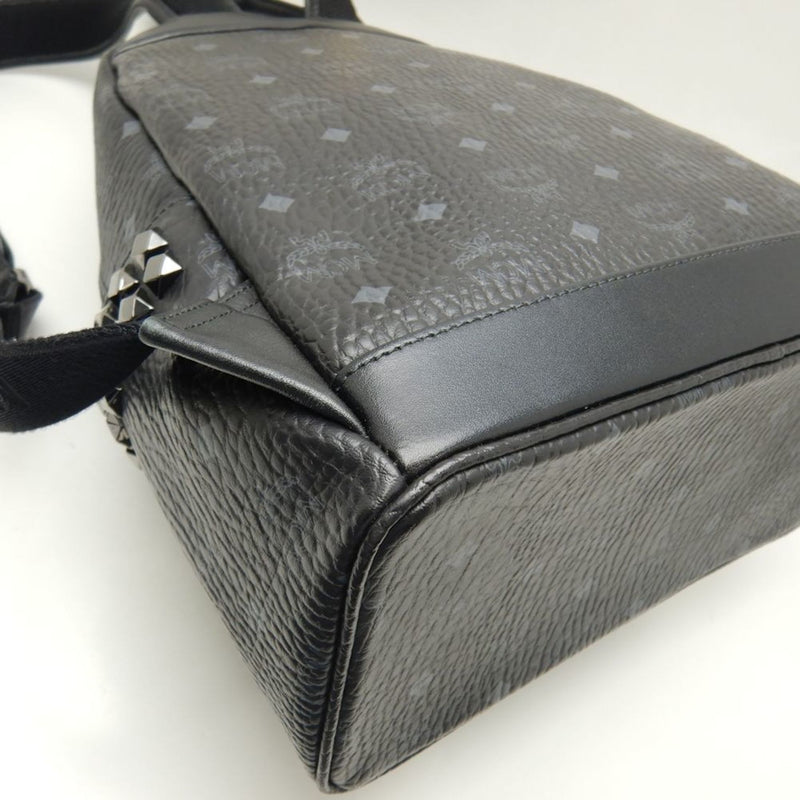 MCM Stark Visetos Black Leather Backpack Bag (Pre-Owned)