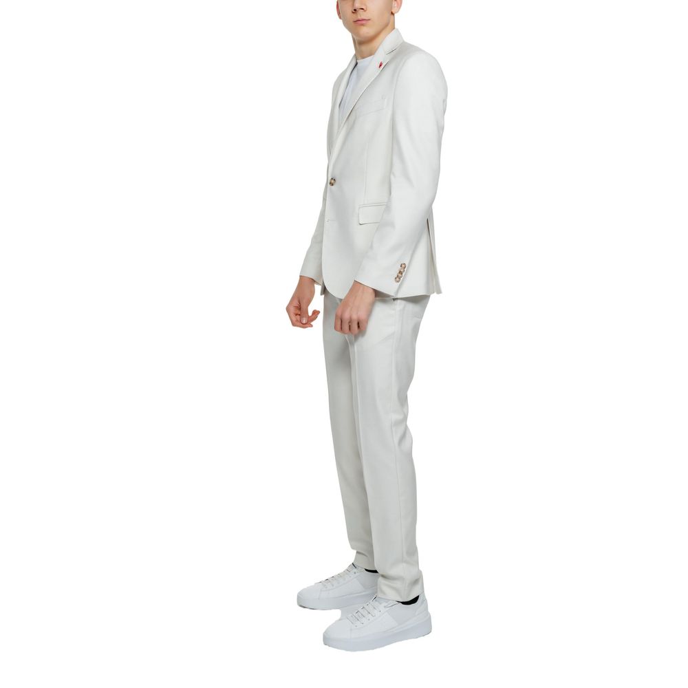Mulish Beige Polyester Two-Piece Men's Suit