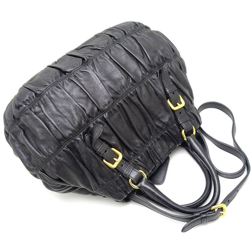 Prada Nappa Gauffré Black Leather Tote Bag (Pre-Owned)
