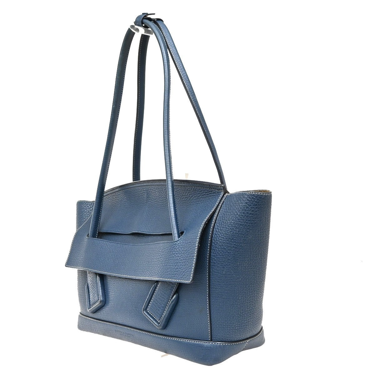 Bottega Veneta Arco Grainy Leather Navy Leather Tote Bag Bag (Pre-Owned)