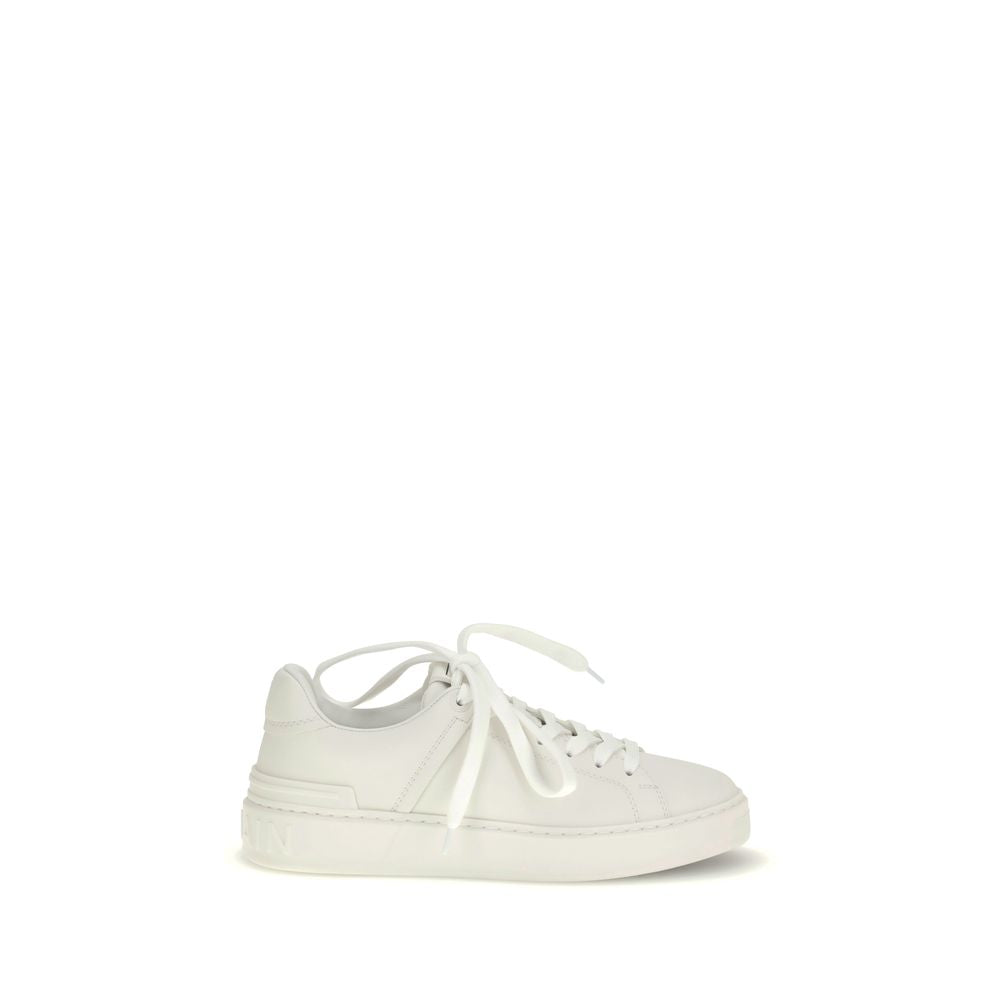 Balmain White Calf Leather Bos Taurus Low Top Women's Sneakers