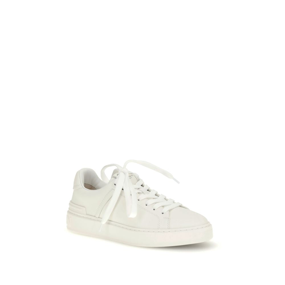 Balmain White Calf Leather Bos Taurus Low Top Women's Sneakers