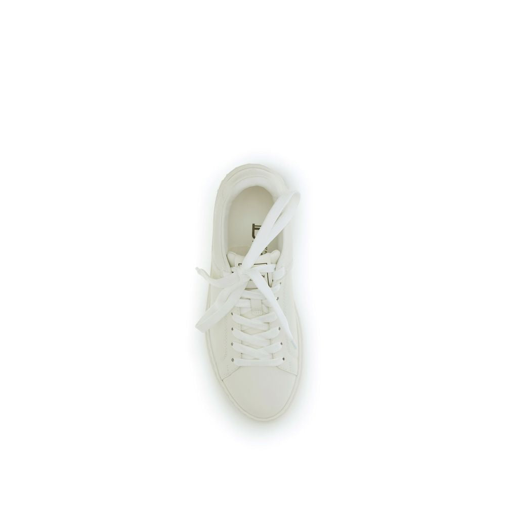 Balmain White Calf Leather Bos Taurus Low Top Women's Sneakers