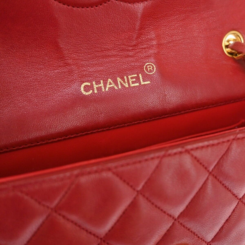 Chanel Mini Matelassé Red Leather Shoulder Bag (Pre-Owned)