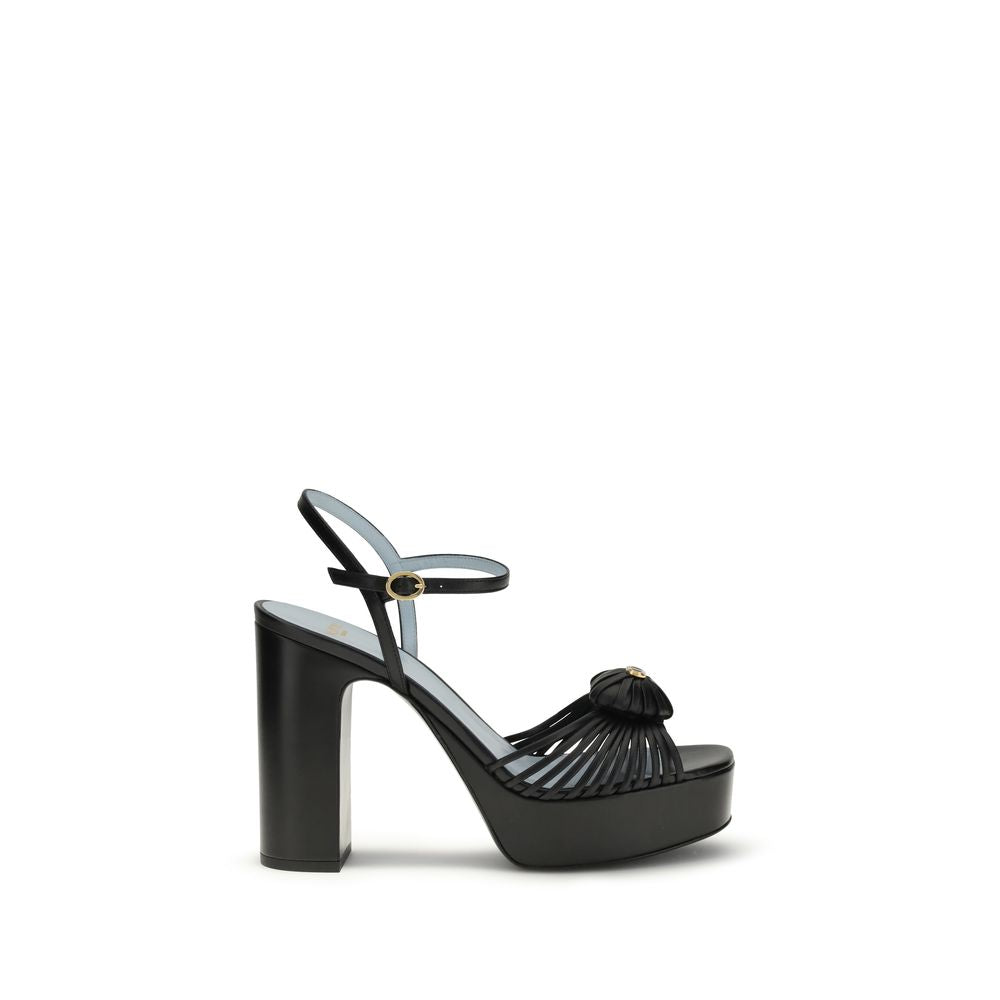 Valentino Garavani Black Goatskin Platform Women's Sandals