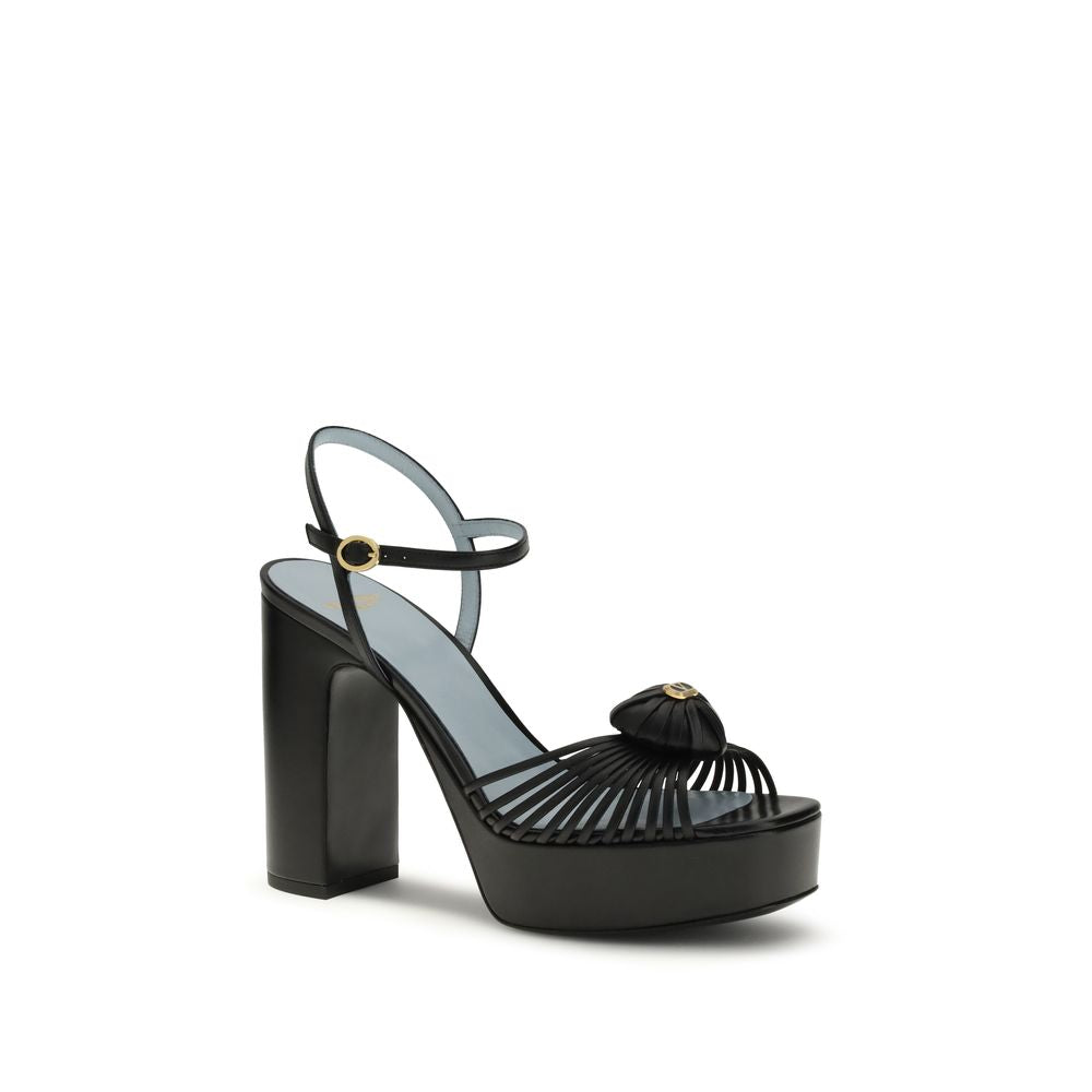Valentino Garavani Black Goatskin Platform Women's Sandals