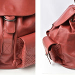 Bottega Veneta Intrecciato Red Leather Backpack Bag (Pre-Owned)