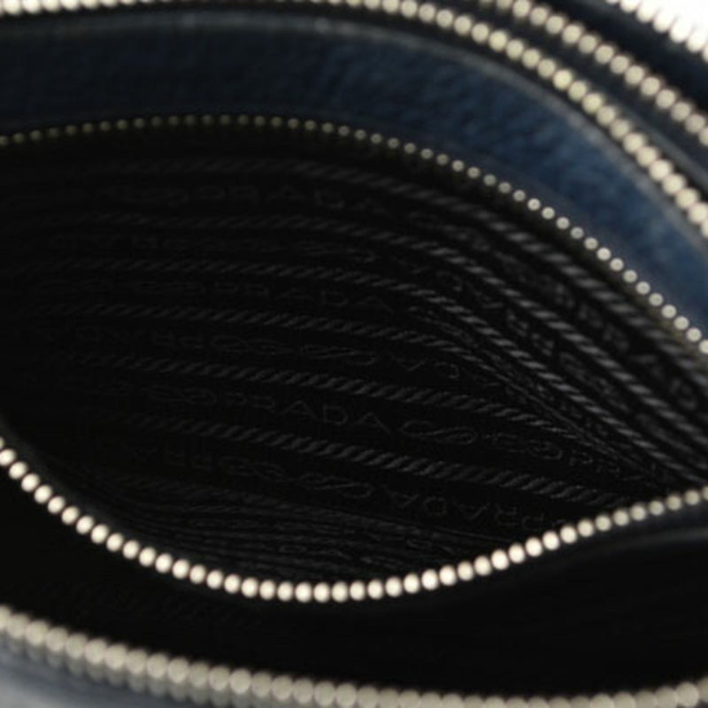 Prada Vitello Navy Leather Clutch Bag (Pre-Owned)