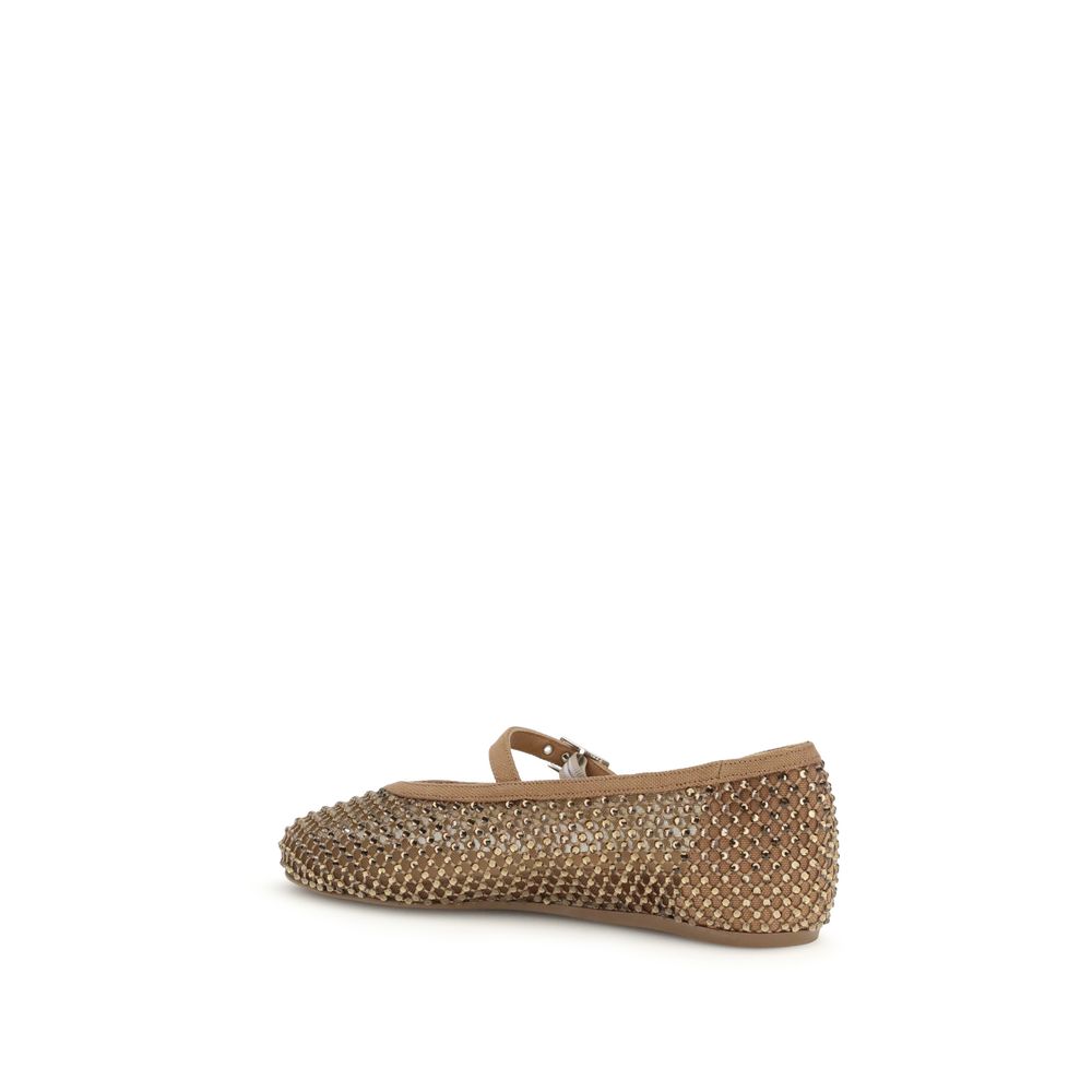 LE SILLA Brown Nylon Ballet Women's Flats