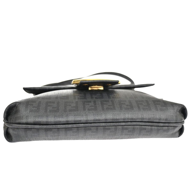 Fendi Zucchino Grey Canvas Shoulder Bag (Pre-Owned)