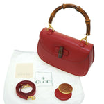 Gucci Bamboo Red Leather Handbag (Pre-Owned)