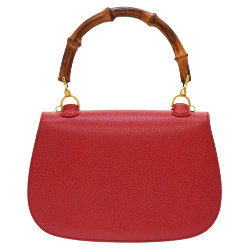 Gucci Bamboo Red Leather Handbag (Pre-Owned)