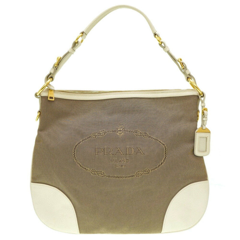Prada -- Brown Canvas Shoulder Bag (Pre-Owned)