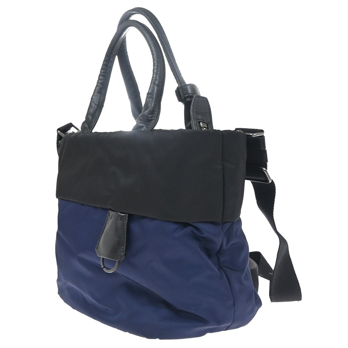 Prada Convertible Double Tote Tessuto Black Nylon Handbag (Pre-Owned)