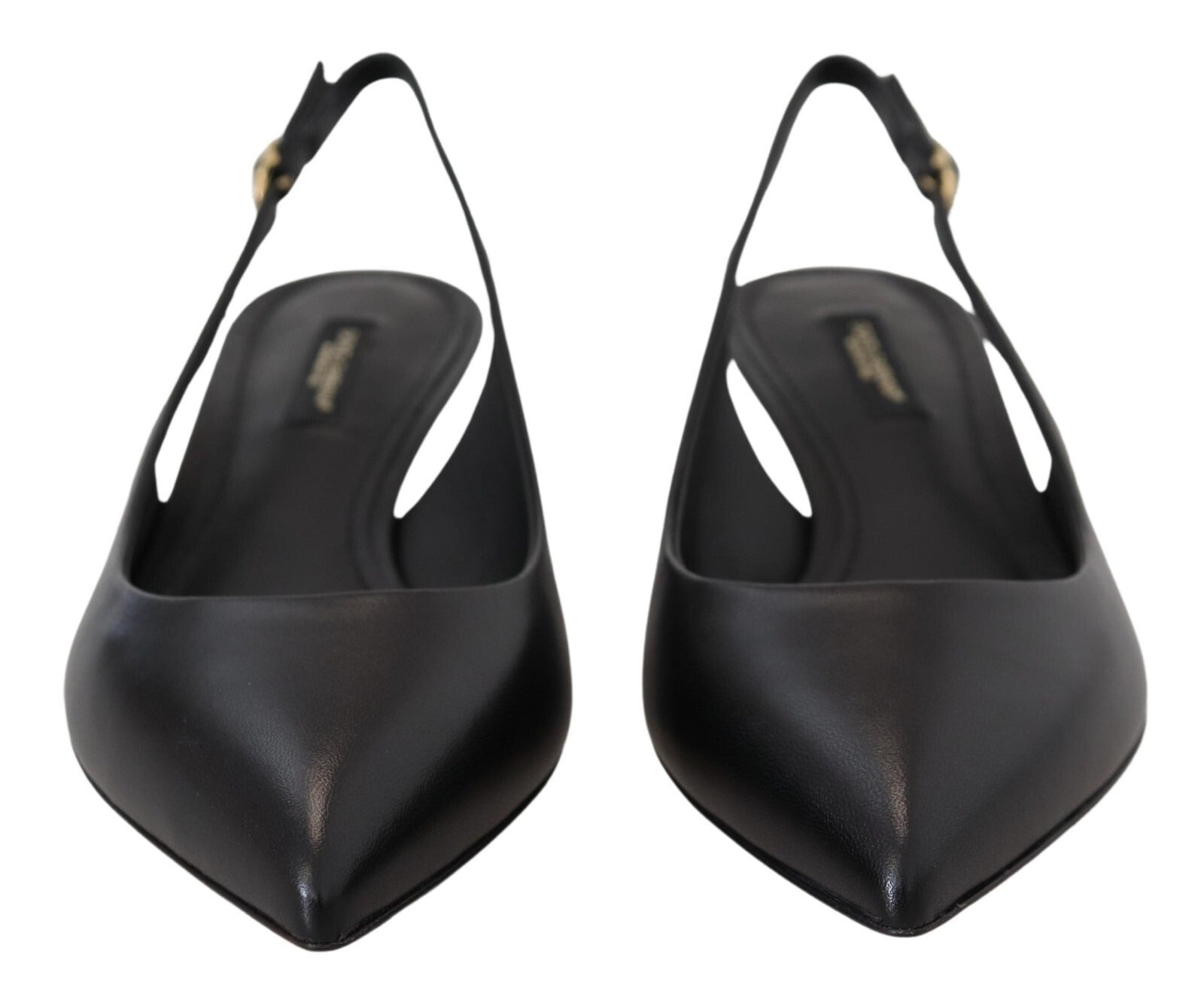 Dolce & Gabbana Black Leather Slingbacks Heels Pumps Women's Shoes