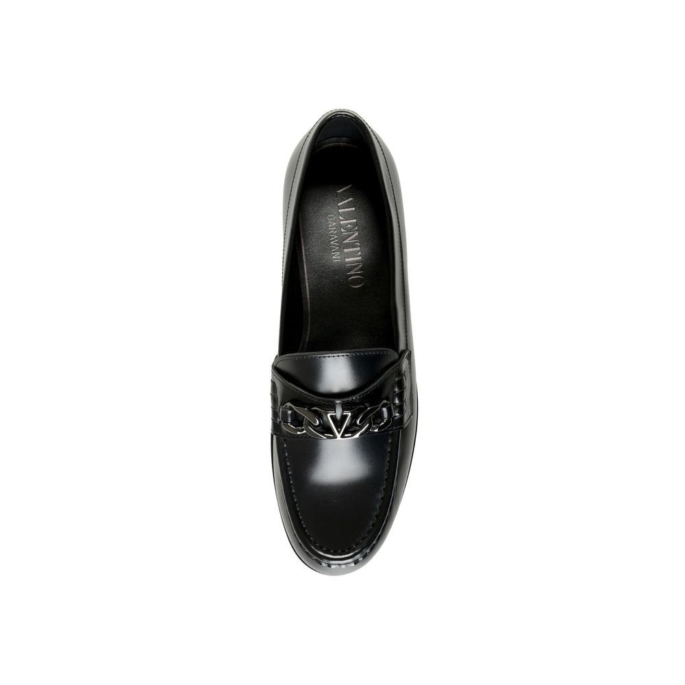 Valentino Garavani Black Leather Slip-On Men's Loafers