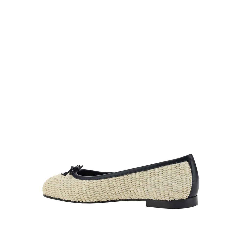 Manolo Blahnik Beige Raffia Ballet Women's Flats