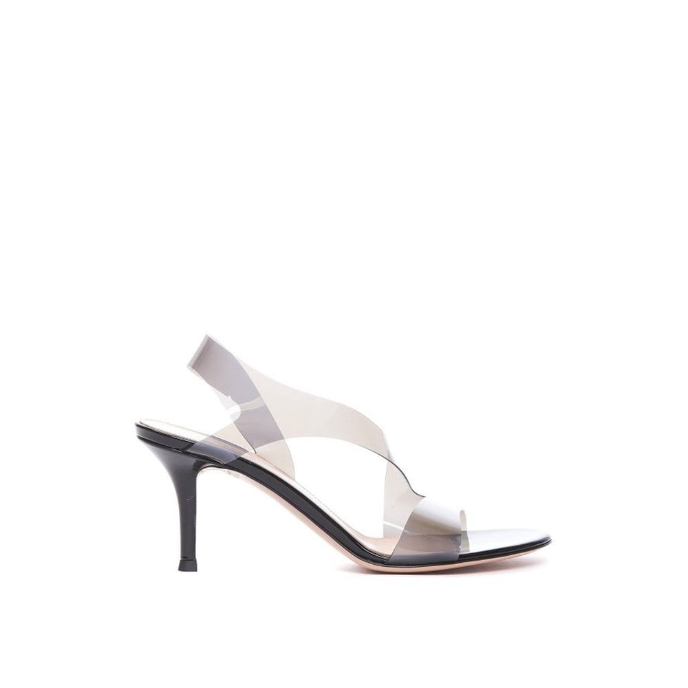 Gianvito Rossi Black Rubber Stiletto Heel Women's Sandals
