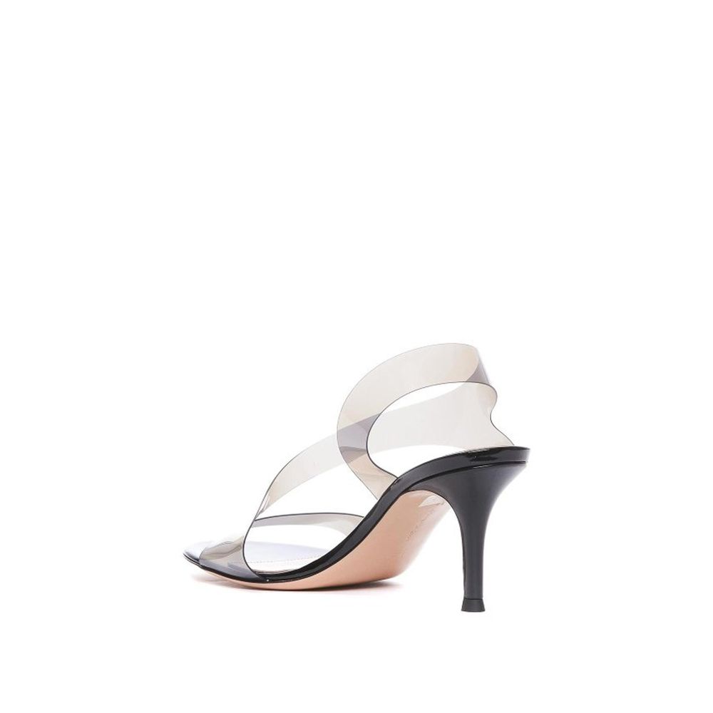 Gianvito Rossi Black Rubber Stiletto Heel Women's Sandals