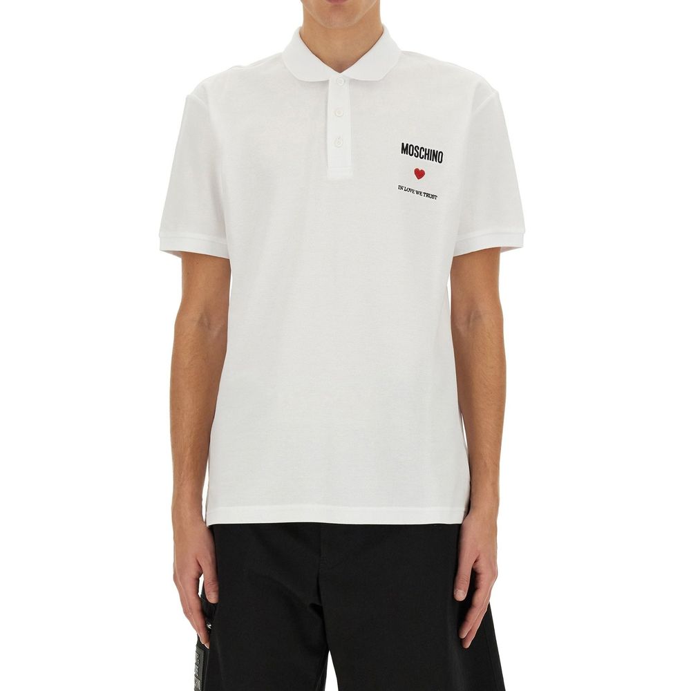 Moschino Couture White Cotton Polo Men's Shirt