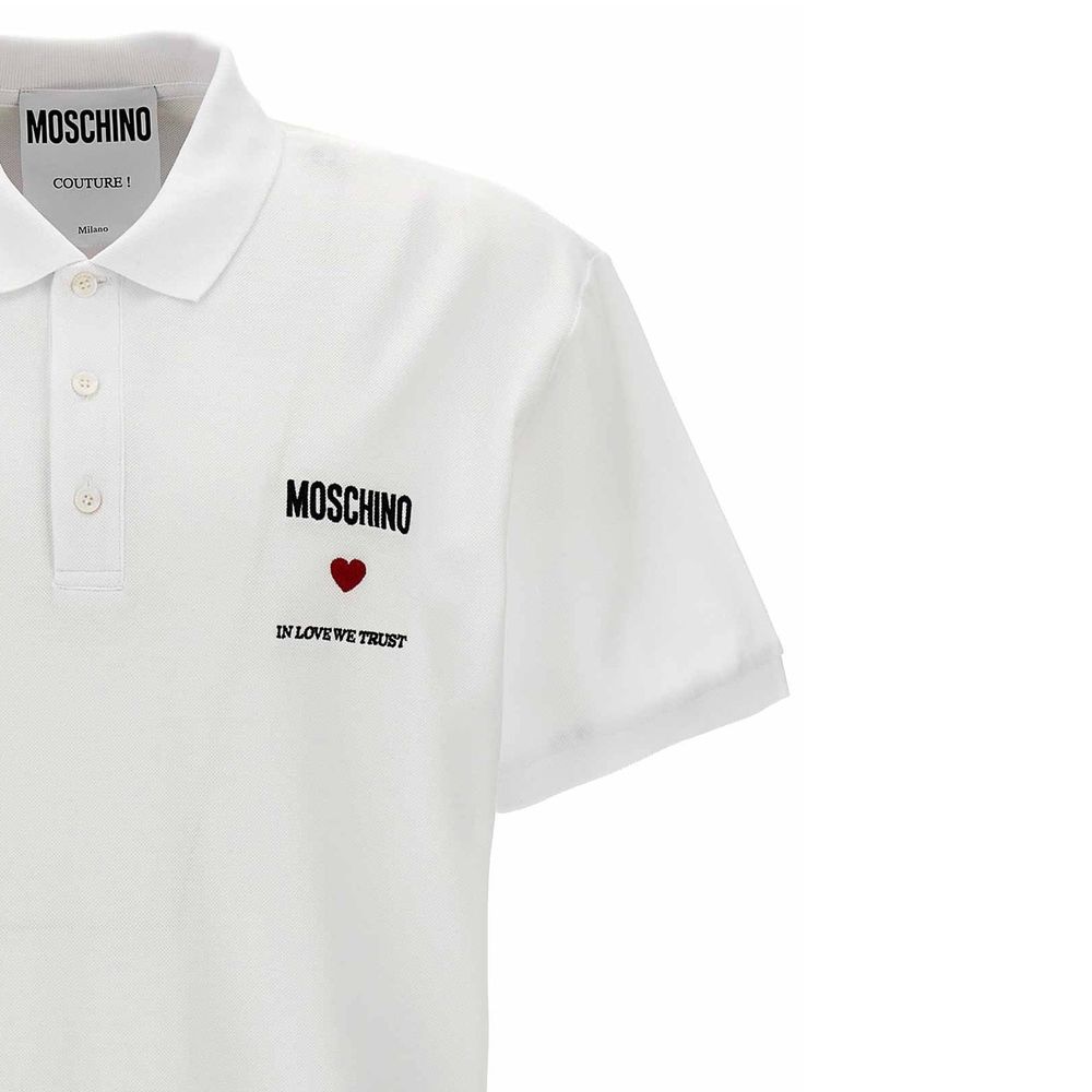 Moschino Couture White Cotton Polo Men's Shirt