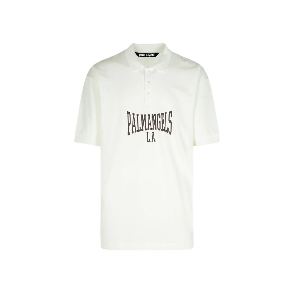 Palm Angels White Cotton Polo Men's Shirt