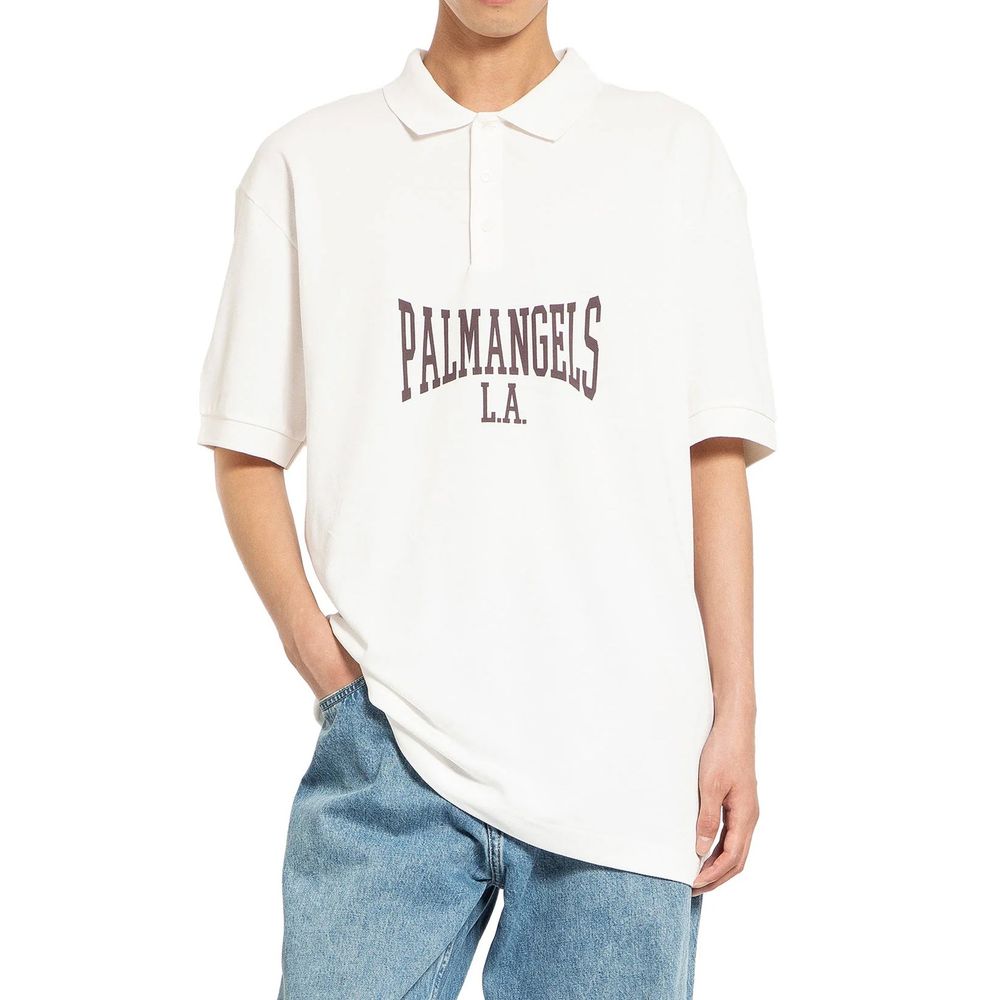 Palm Angels White Cotton Polo Men's Shirt