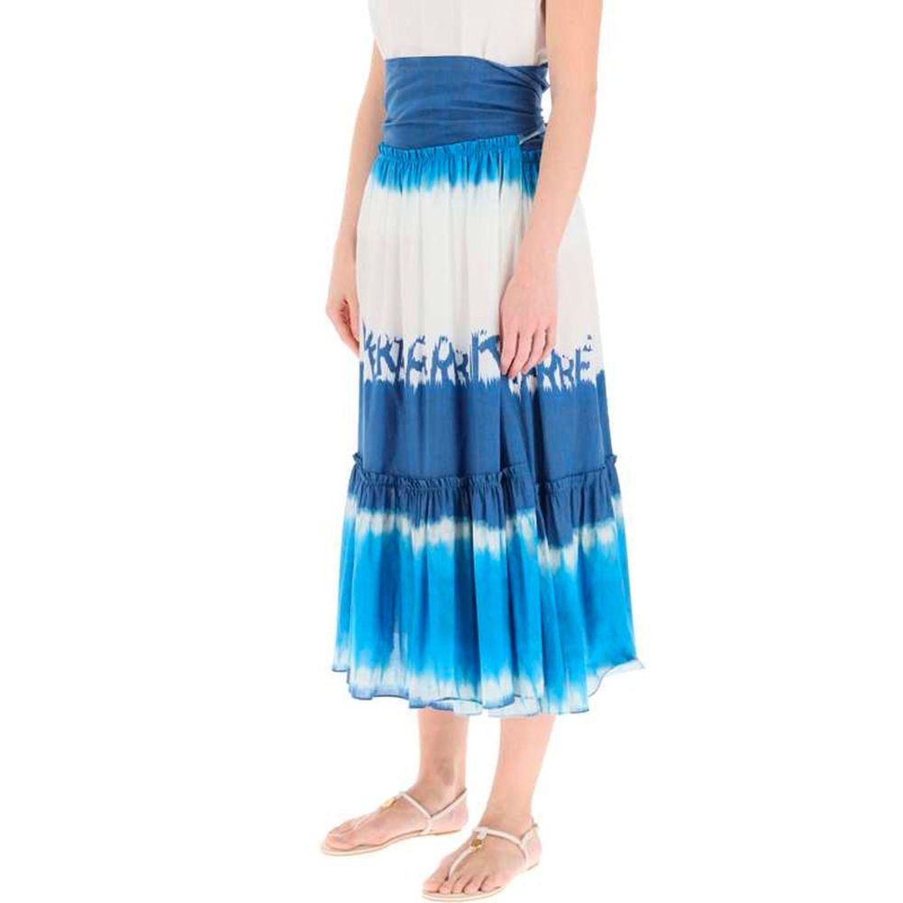 Alberta Ferretti Blue Cotton Midi Women's Skirt